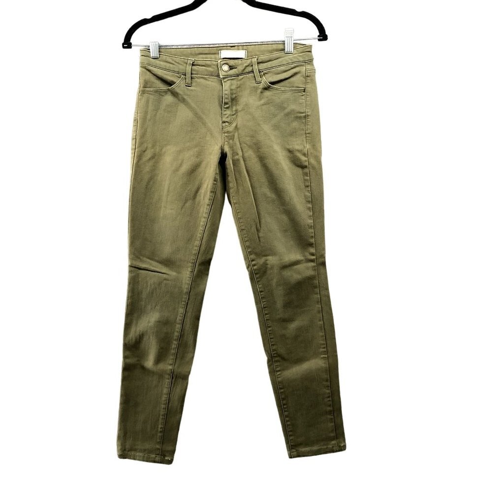 Uniqlo Skinny Jeans Womens 25 Olive Green Low Rise Stretch